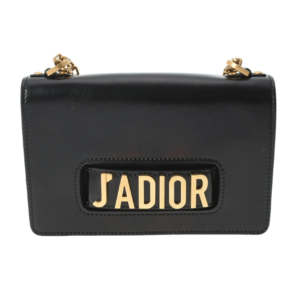 CHRISTIAN DIOR JADIOR Chain Shoulder Bag Black Calfskin
